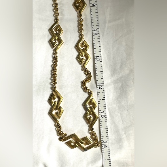 Givenchy Vintage Art-Deco Look Geometric Motifs Chain Necklace - Picture 6 of 16